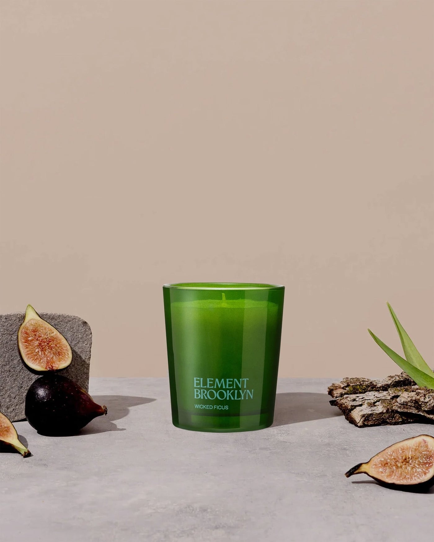 Detail of Waffa Soap Brick and Wicked Ficus Candle from the Moringa & Fig gift set, Here & Always
