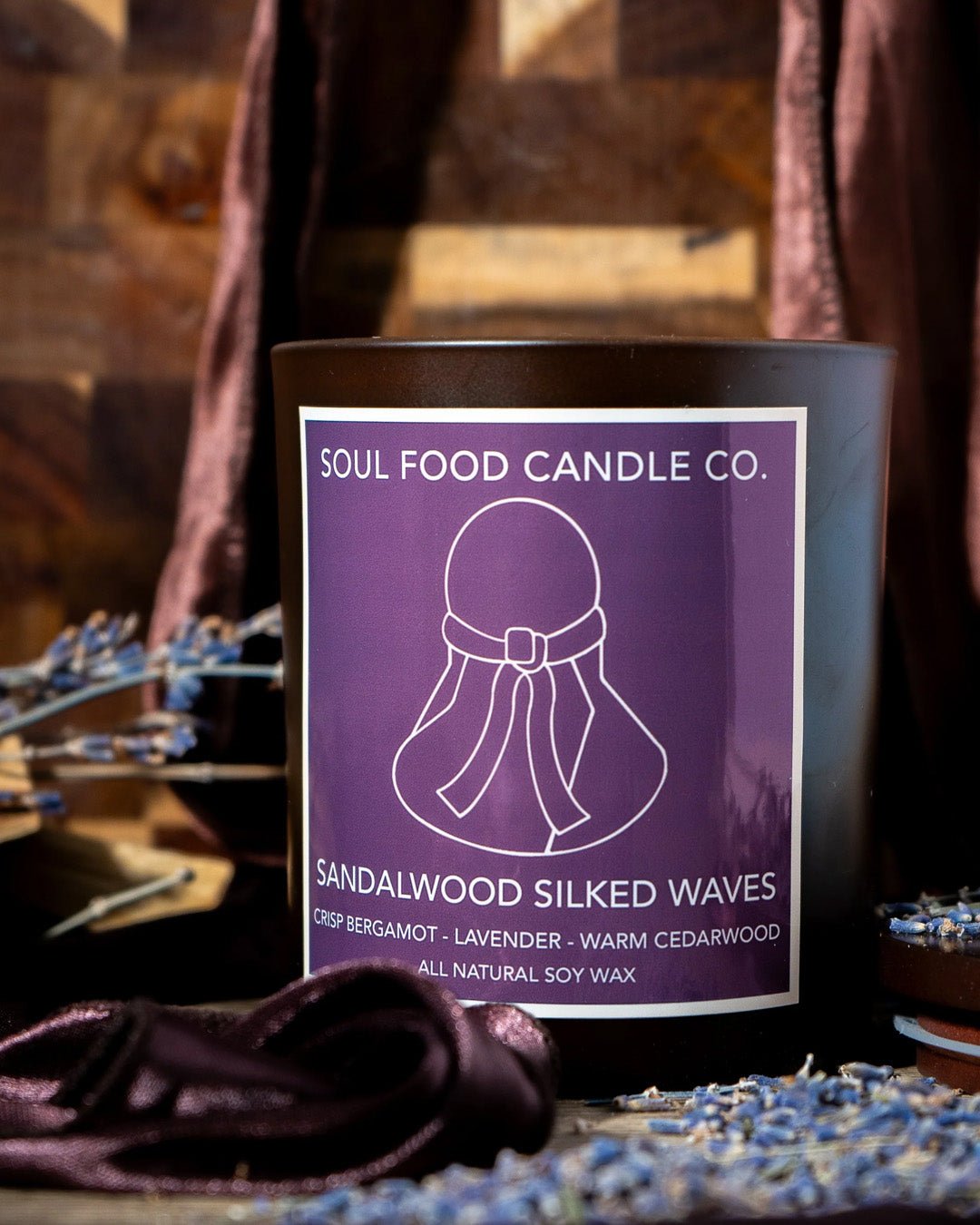 Soul Food Candle Co. Sandalwood Silked Waves Candle | Here & Always